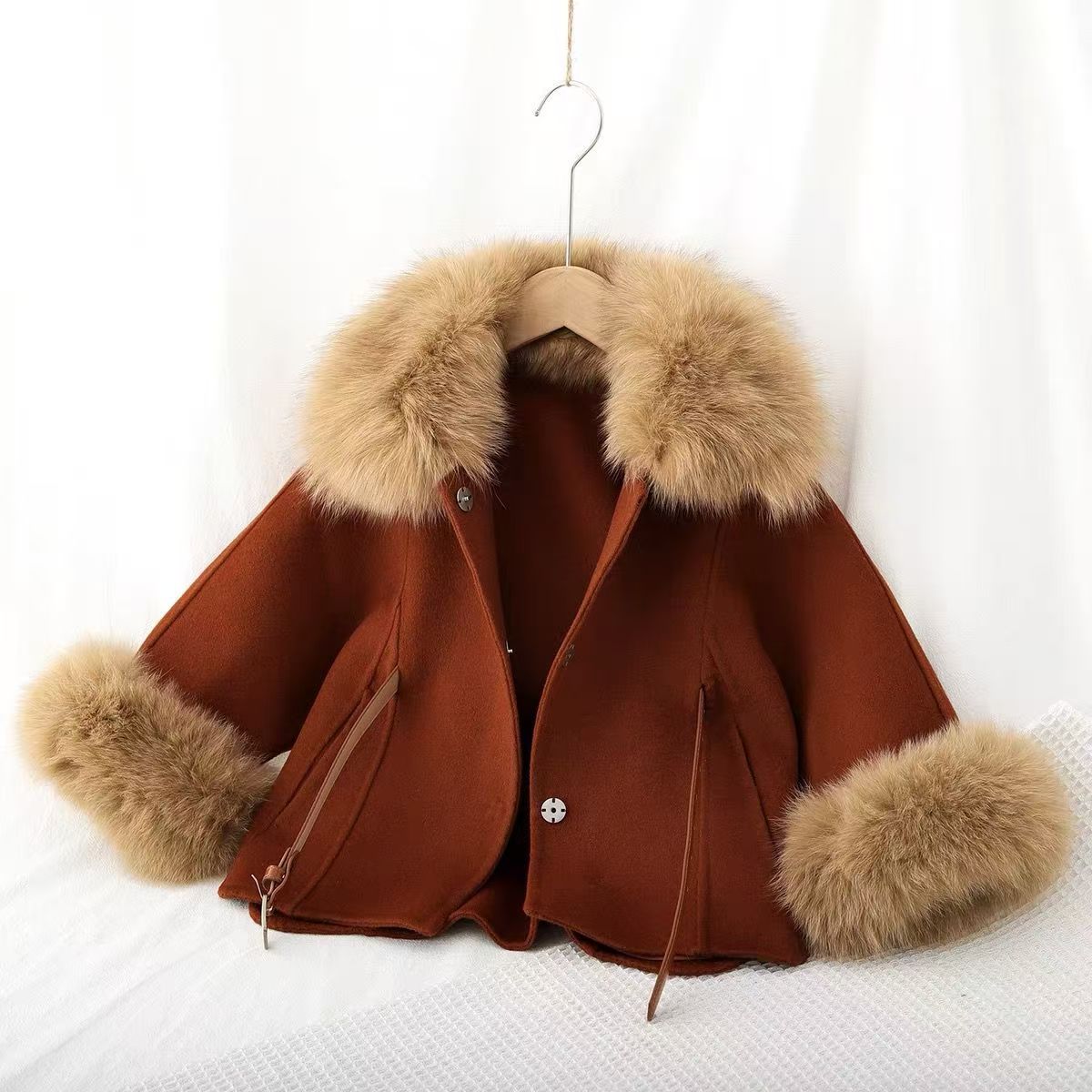 Girls' Double-sided Wool Coat  - Baby Clothing High End 评论和价格