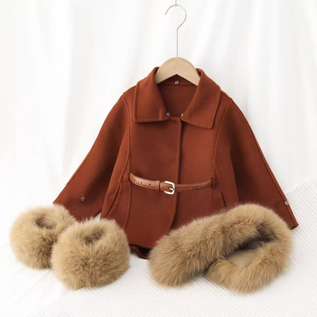 Girls' Double-sided Wool Coat  - Baby Clothing High End 评论和价格
